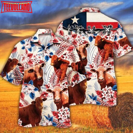 Beefmaster Cattle Lovers Texas Flag Hawaiian Shirt, Cow Hawaiian Shirt