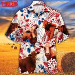 Beefmaster Cattle Lovers Texas Flag Hawaiian Shirt, Cow Hawaiian Shirt