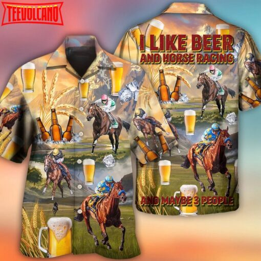 Beer And Horse Racing On The Steppe Hawaiian Shirt Men Women