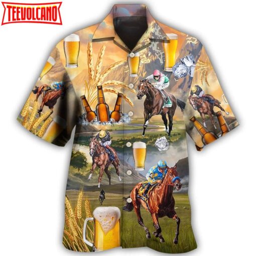 Beer And Horse Racing On The Steppe Hawaiian Shirt Men Women