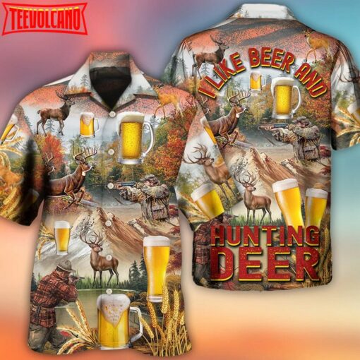 Beer And Hunting Deer Autumn Moutain Hawaiian Shirt