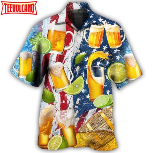 Beer And Lemon Independence Day Pattern Hawaiian Shirt Men Women