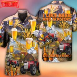 Beer And Tractor Autumn Farm Life Hawaiian Shirt Short Sleeve