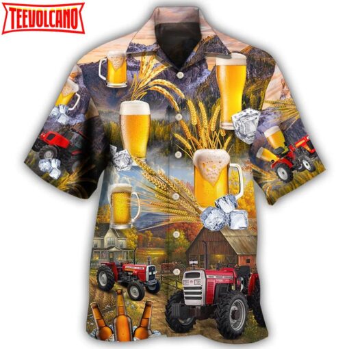 Beer And Tractor Autumn Farm Life Hawaiian Shirt Short Sleeve