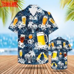 Beer Hawaiian Shirt Style Blue Drinking Shirt Beer Lover Gift, Summer Hawaiian Shirts