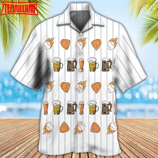 Beer I Like Beer And Baseball And Maybe 3 People Unisex Hawaiian Shirt