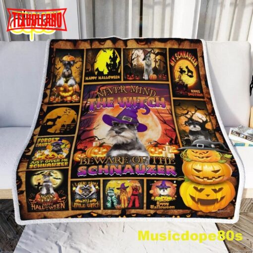 Beware Of The Schnauzer Halloween Sofa Fleece Throw Blanket