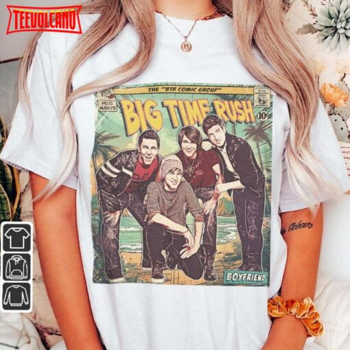 Big Time Rush ComicBook Art Boyfriend Btr Album World Tour Concert T Shirt