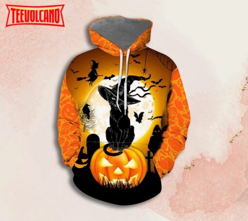 Black Cat Halloween Hoodie , Black Cat Pumpkin Halloween Hoodie Trending