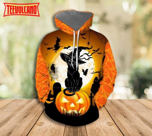 Black Cat Halloween Hoodie , Black Cat Pumpkin Halloween Hoodie Trending