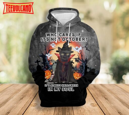 Black Cat Halloween In My Soul 3D Hoodie, Black Cat Pumpkin Halloween Hoodie