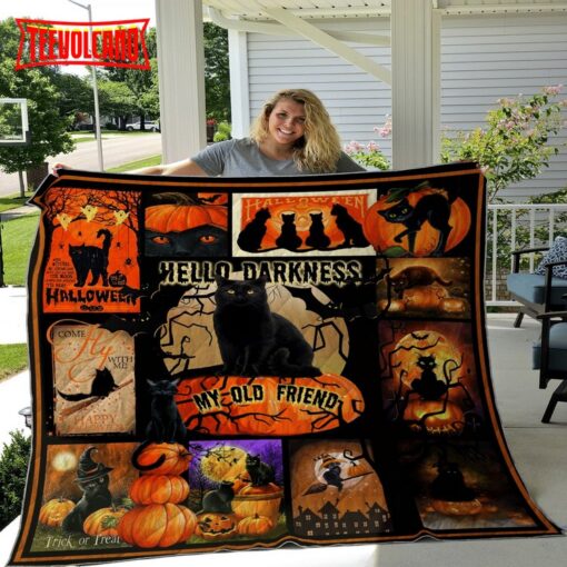 Black Cat Halloween Sherpa Throw Blanket – Horror Themed Blanket