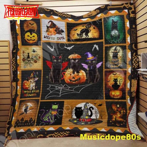 Black Cat Halloween Throw Blanket