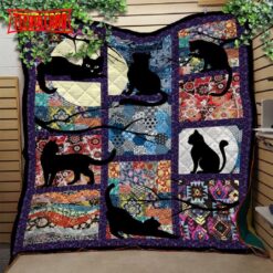 Black Cat Sherpa Blanket Halloween Christmas Thanksgiving For Cat Lovers