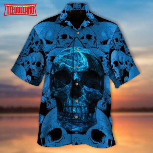 Blue Skull Hawaiian Shirt Short Sleeve Full Size