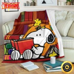 Bookworm Snoopy And Woodstock For Book Lovers Fleece The Peanuts Movie Blanket