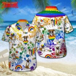 Boxer Lgbt Hawaiian Shirt, Lgbt Flag Hawaiian Shirt, Dog Rainbow Pride Shirt