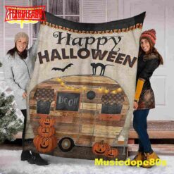 Camping Boo Halloween Sofa Fleece Throw Blanket  Halloween Gifts