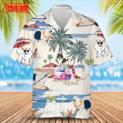 Canadian Eskimo Dog Summer Beach Hawaiian Shirt, Short Sleeve Dog Shirt