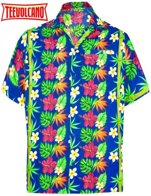 Casual Beach hawaiian Shirt for Aloha Tropical Beach front Short sleeve Blue