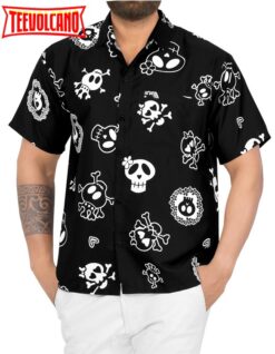 Casual Beach hawaiian Shirt front Short Sleeve for Men Black