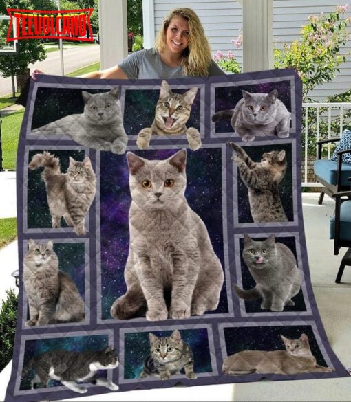 Cat Galaxy With Cat 3D Quilt Blanket