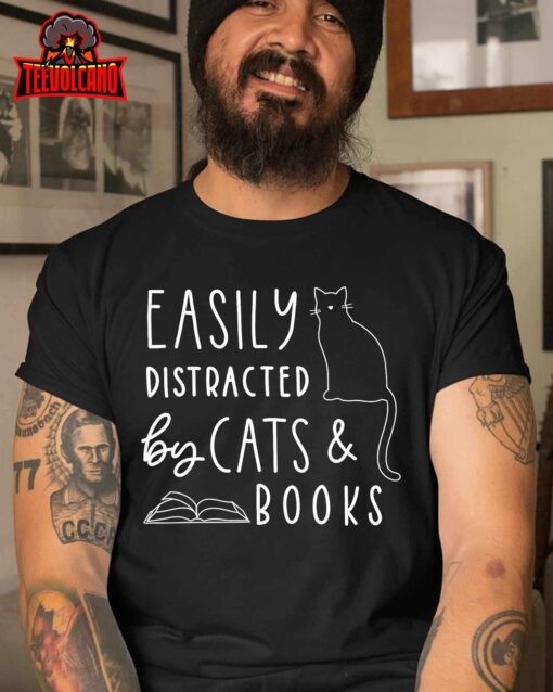 Cat Lover, Cats And Books, Book Lover, Reading Lover, Cat T-Shirt