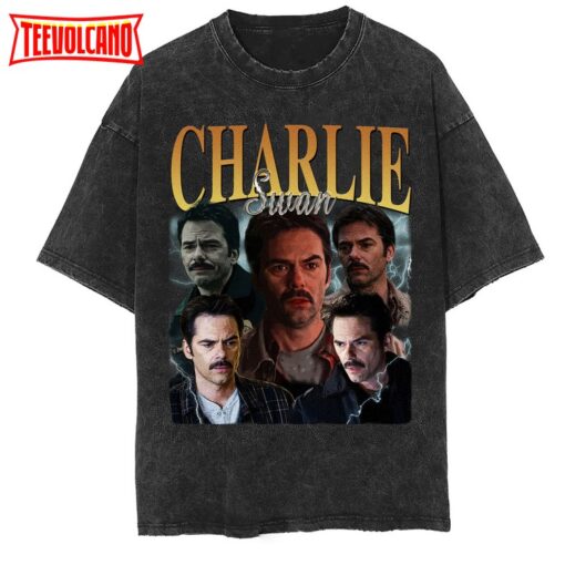 Charlie Swan Vintage Washed T-Shirt,Actor Homage Graphic T Shirt