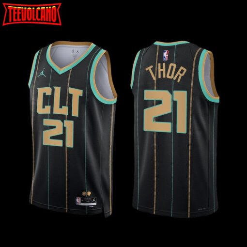 Charlotte Hornets JT Thor 2022-23 Black City Edition Jersey