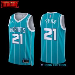 Charlotte Hornets JT Thor 2022-23 Icon Edition Jersey Teal