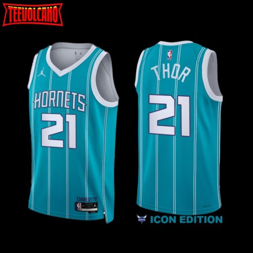 Charlotte Hornets JT Thor 2022-23 Icon Edition Jersey Teal