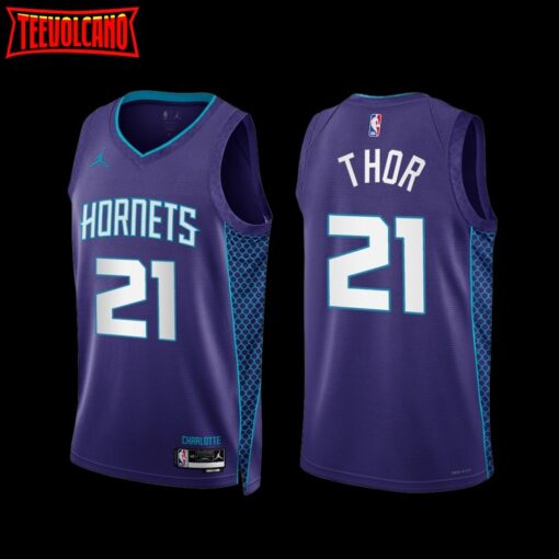 Charlotte Hornets JT Thor 2022-23 Purple Statement Edition Jersey