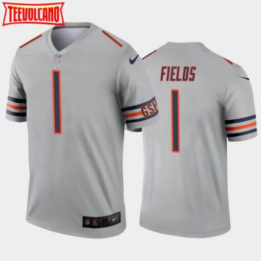 Chicago Bears Justin Fields Silver Inverted Limited Jersey