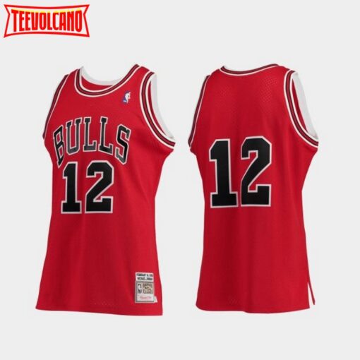 Chicago Bulls 12 Michael Jordan MJ Rare Red 1990 Throwback Jersey