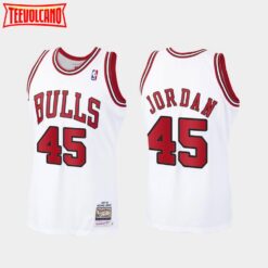 Chicago Bulls 45 Michael Jordan White Throwback Jersey