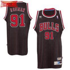 Chicago Bulls Dennis Rodman Black Stripes Throwback Jersey