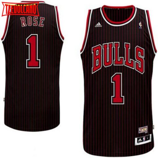 Chicago Bulls Derrick Rose Black Stripes Throwback Jersey