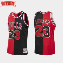 Chicago Bulls Michael Jordan Split Red Black Throwback Jersey