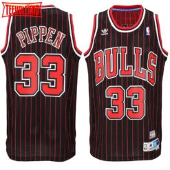 Chicago Bulls Scottie Pippen Black Stripes Throwback Jersey