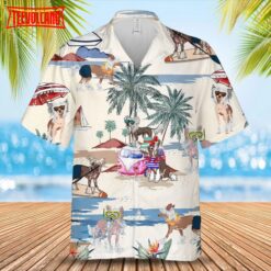 Chinese Crested Dog Summer Beach Hawaiian Shirt, Short Sleeve Dog Aloha Beach Shirt