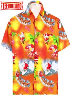 Christmas Hawaiian Aloha Button Down Shirt Orange