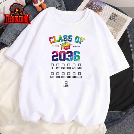 Class of 2036 Grow With Me Shirt With Space For Checkmarks T-Shirt