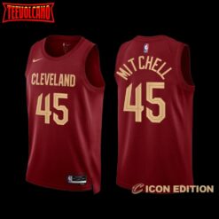 Cleveland Cavaliers Donovan Mitchell 2022-23 Icon Edition Jersey Wine