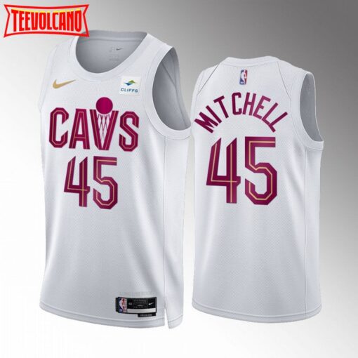 Cleveland Cavaliers Donovan Mitchell 2022-23 White Association Edition Jersey