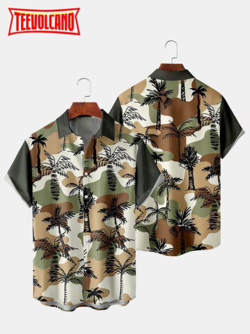 Coconut Tree Print Hawaiian Shirt, Tree Hawaiian Shirt, Beach Shirt