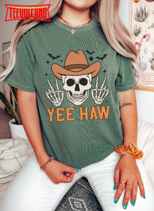 Comfort Colors Yee Haw Halloween Shirt, Halloween Skeleton Shirt