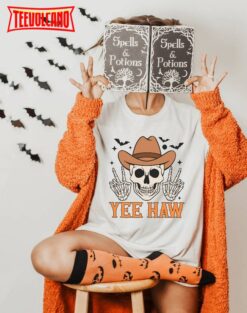 Comfort Colors Yee Haw Halloween Shirt, Halloween Skeleton Shirt