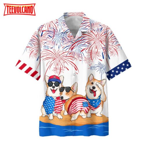 Corgi Hawaiian Shirts For Independence Day Gifts, Happy 4Th Of Jul Hawaiian Shirts