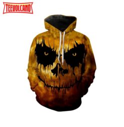 Creative Colorful Scary Skull Paint All Over Print Hoodie  3D
