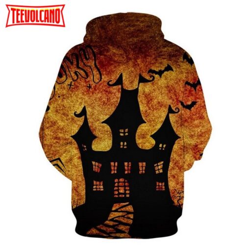 Creative Halloween Castle Scary Skull Paint All Over Print Hoodie  3D